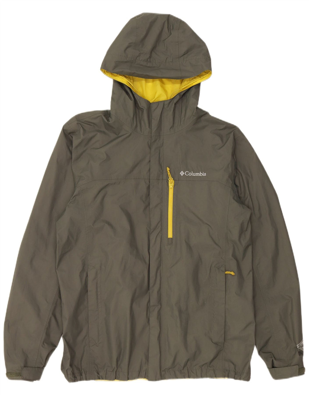 COLUMBIA Mens Omni-Tech Hooded Rain Jacket UK 40 Large Khaki Nylon