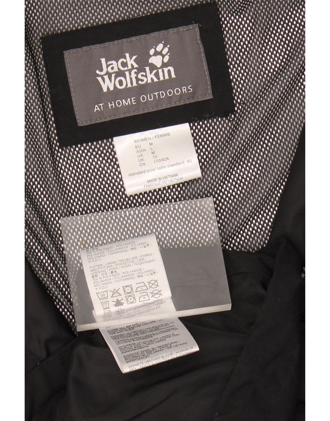 JACK WOLFSKIN Womens Hooded Rain Jacket UK 12 Medium Black Polyamide