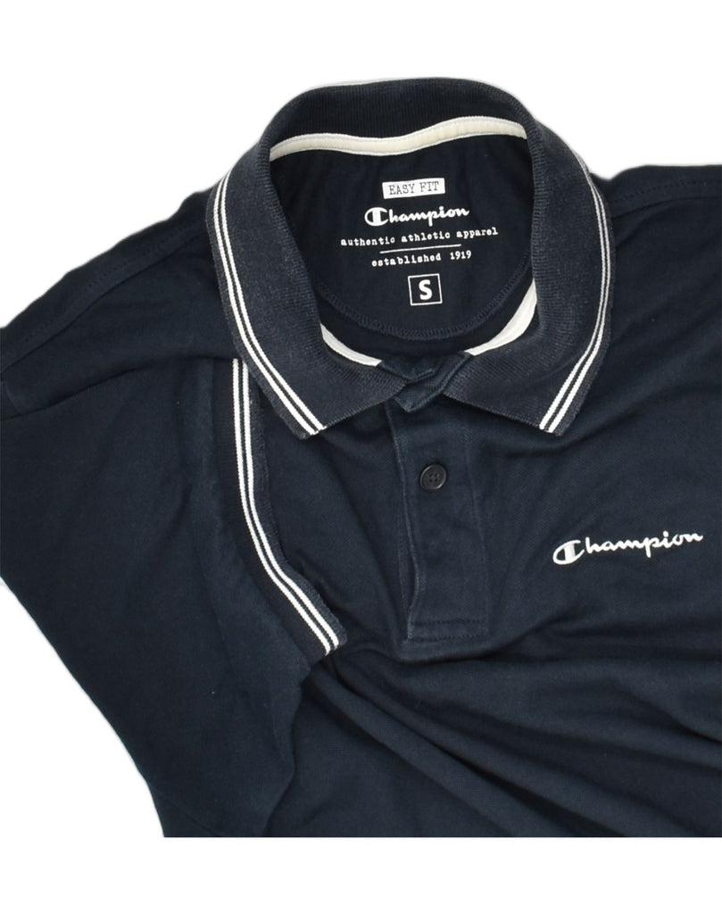 CHAMPION Mens Easy Fit Polo Shirt Small Navy Blue Cotton | Vintage Champion | Thrift | Second-Hand Champion | Used Clothing | Messina Hembry 