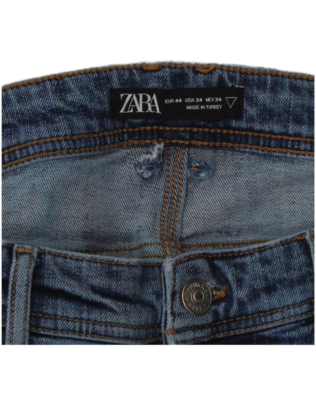 ZARA Mens Graphic Distressed Slim Jeans EU 44 Large W34 L30 Blue