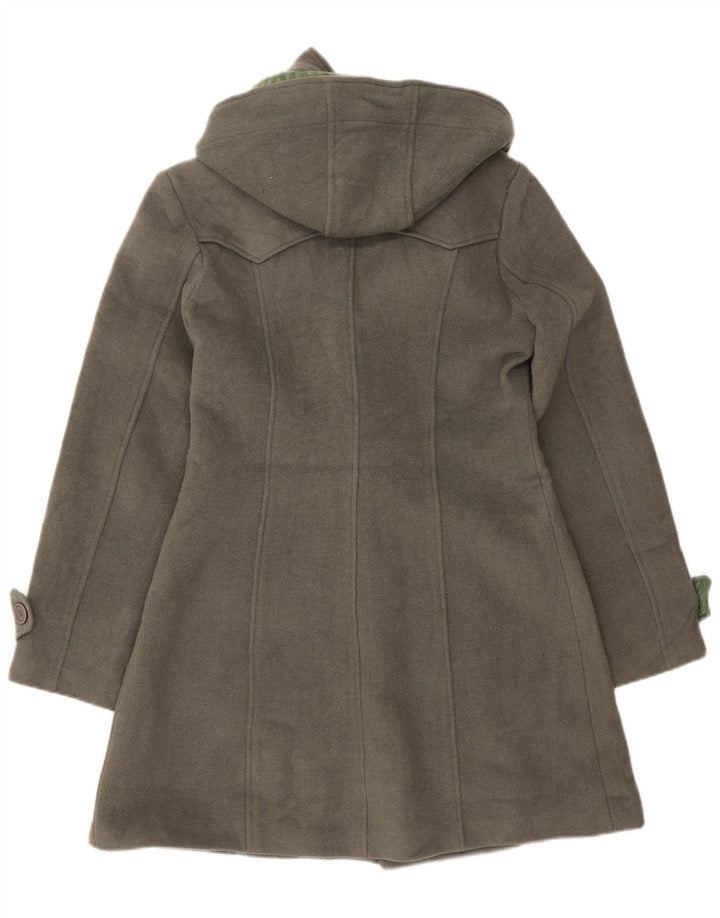 VINTAGE Womens Hooded Duffle Coat UK 16 Large  Grey Wool