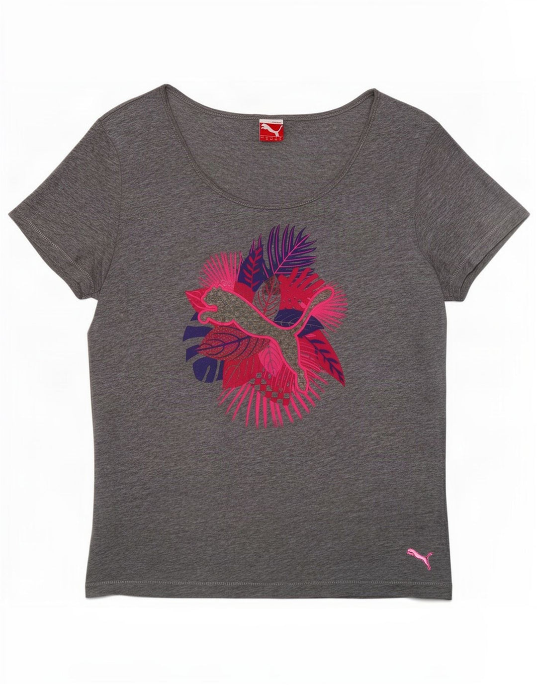 Puma Womens Graphic T-Shirt Top UK 12 Medium Grey