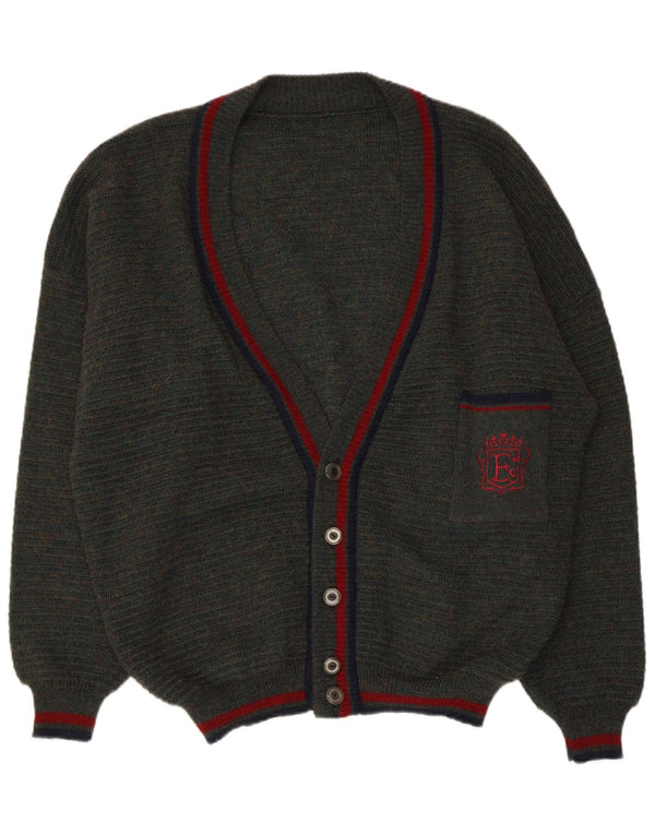 VINTAGE Mens Cardigan Sweater IT 54/56 XL Green Flecked Polyacrylic