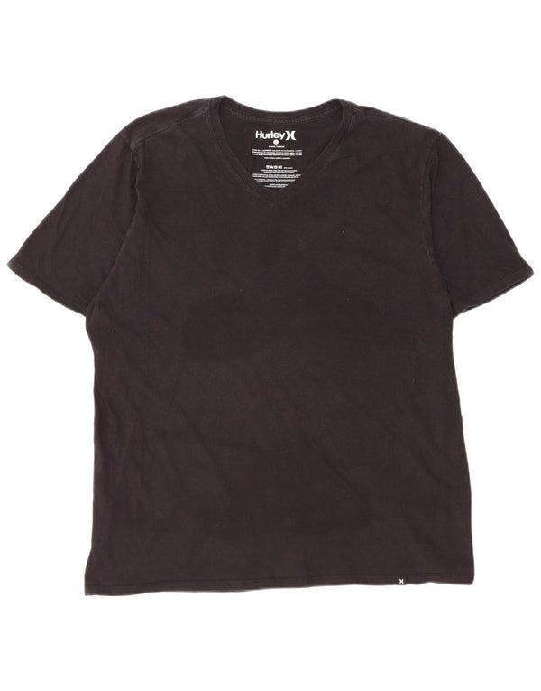 Hurley Mens Short Sleeve Regular T-Shirt Top Large Black Cotton