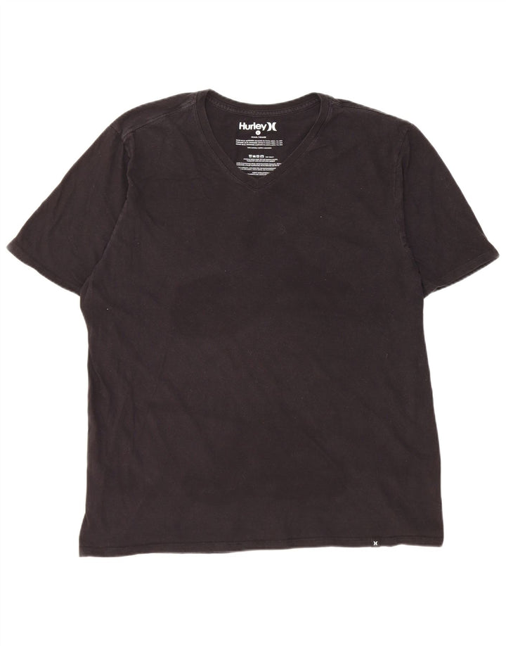 Hurley Mens Short Sleeve Regular T-Shirt Top Large Black Cotton
