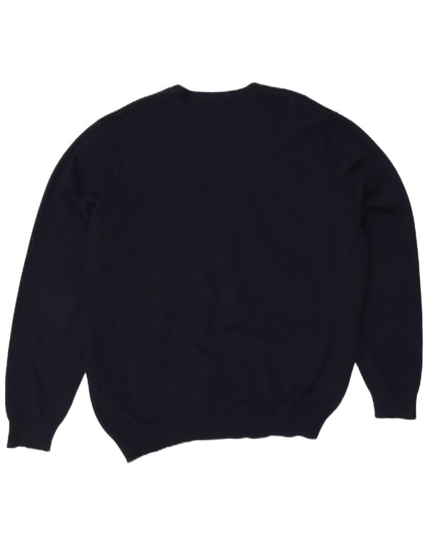 Maerz Muenchen Mens Cardigan Sweater IT 56 2XL Navy Blue Virgin Wool