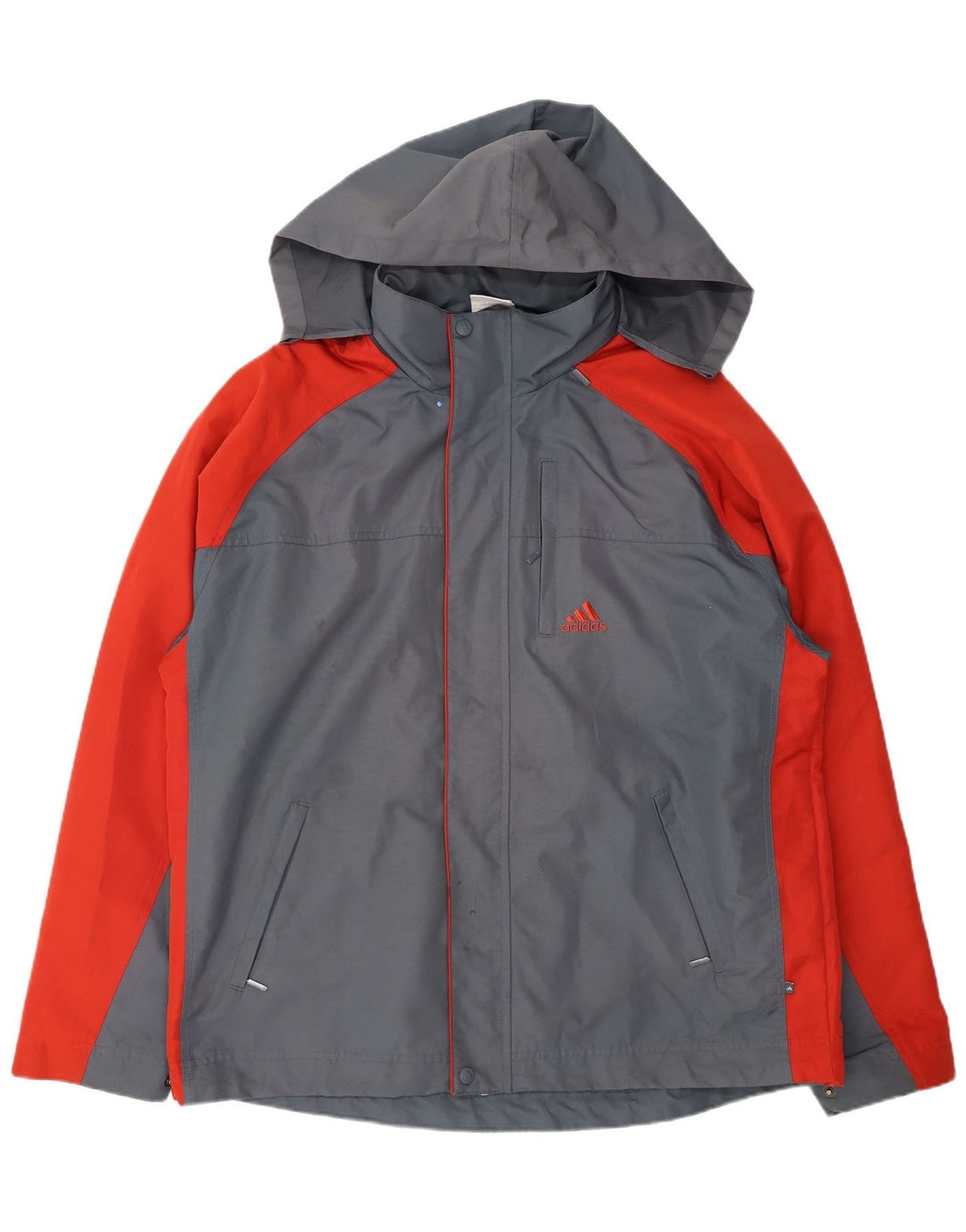 ADIDAS Mens Hooded Windbreaker Jacket UK 44/46 Large Grey