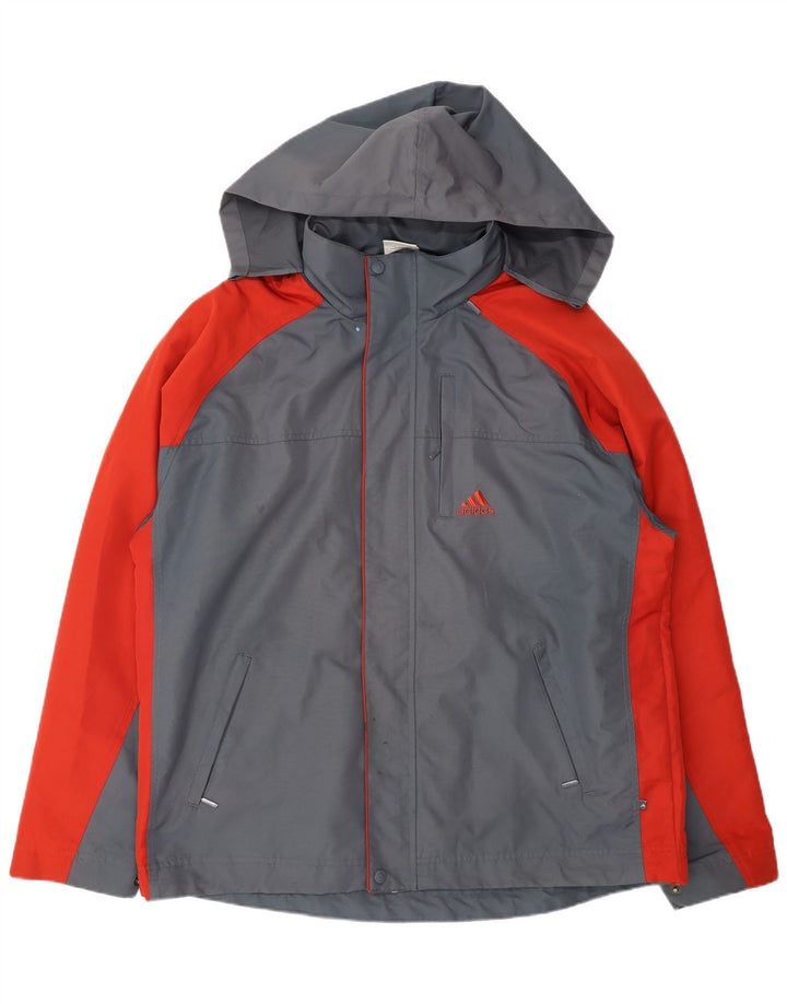 ADIDAS Mens Hooded Windbreaker Jacket UK 44/46 Large Grey