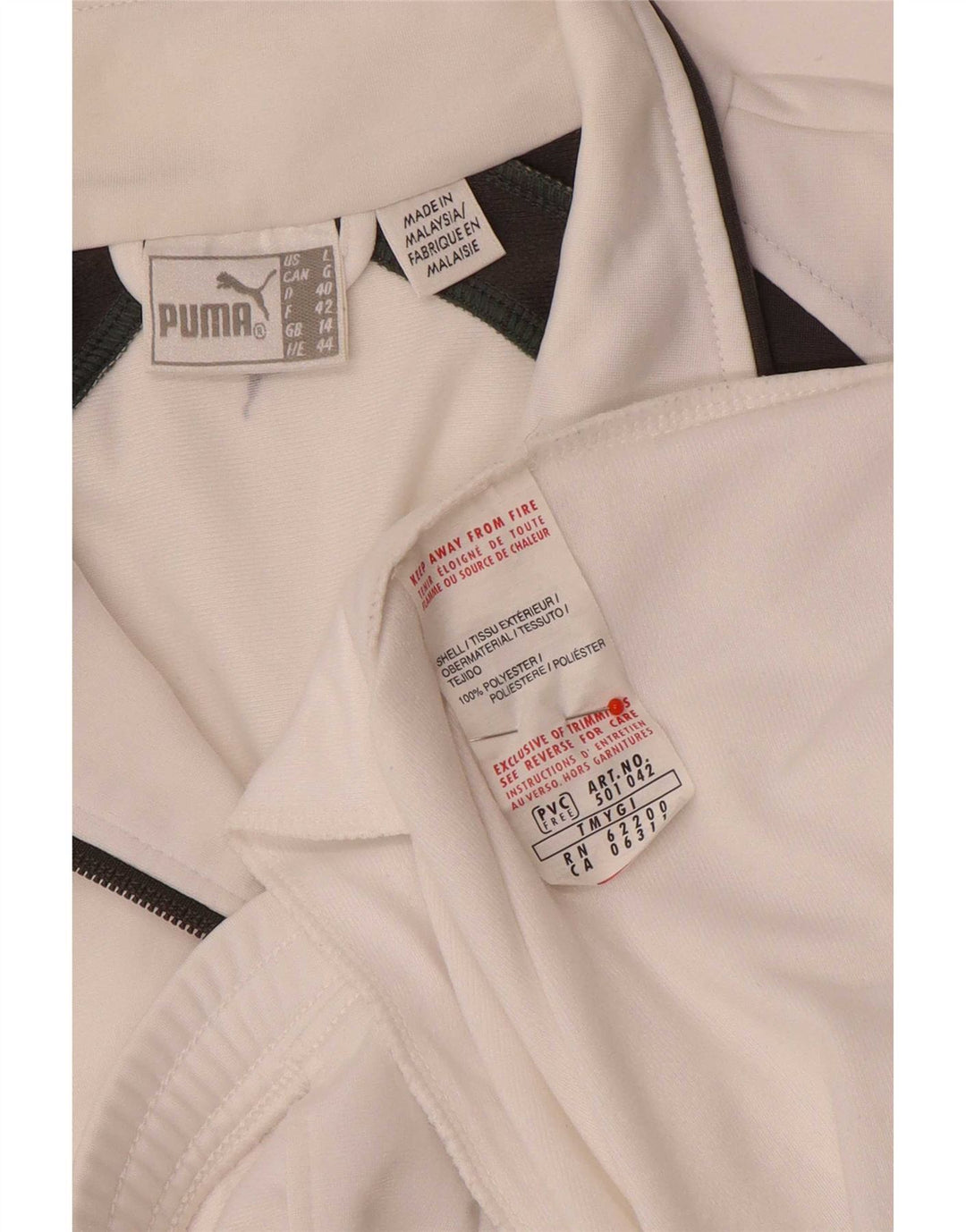 Puma Womens Tracksuit Top Jacket UK 14 Large White Colourblock Polyester