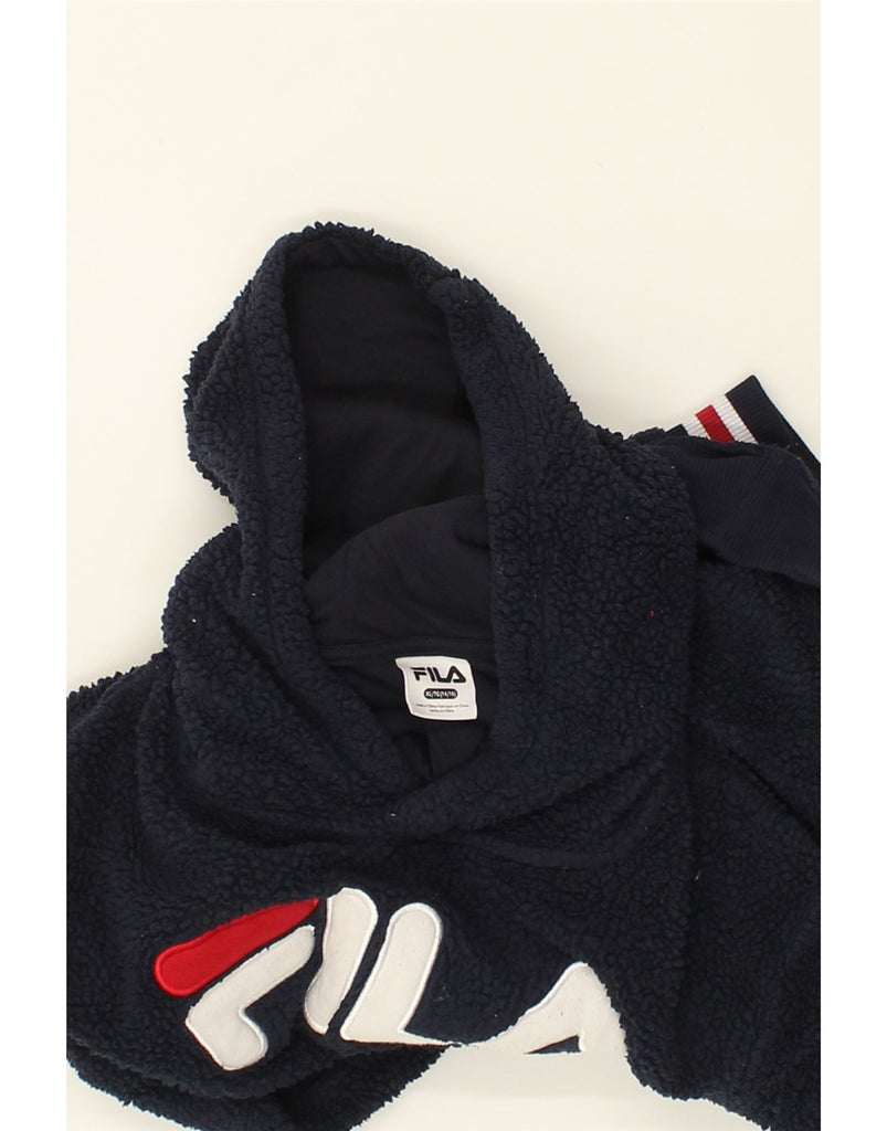 FILA Girls Fleece Graphic Hoodie Jumper 15-16 Years XL  Navy Blue | Vintage Fila | Thrift | Second-Hand Fila | Used Clothing | Messina Hembry 