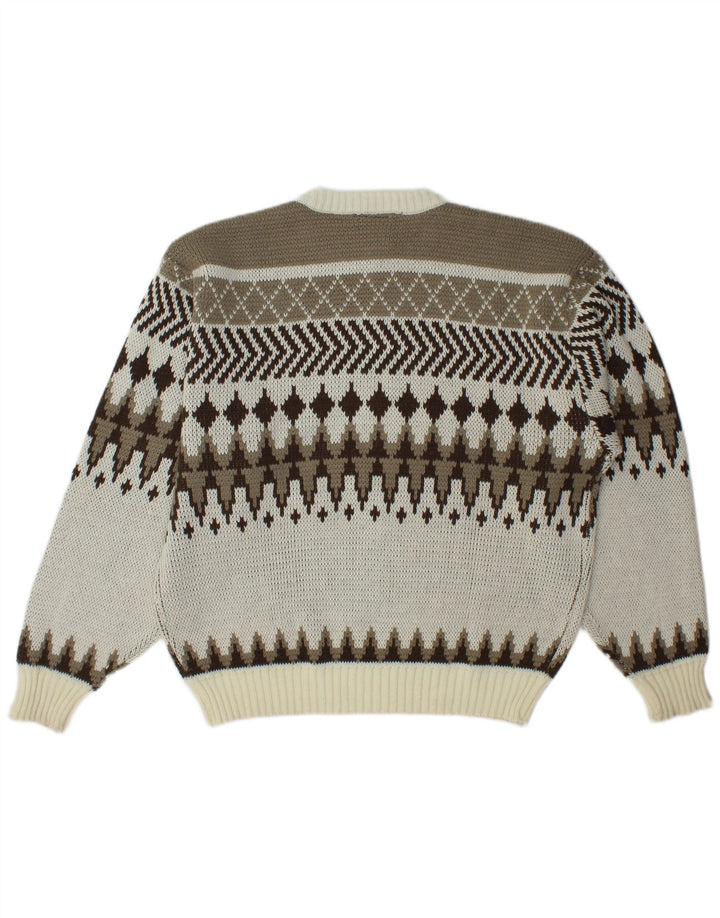 C & A Mens Crew Neck Jumper Sweater IT 56/58 XL Multicoloured Fair Isle