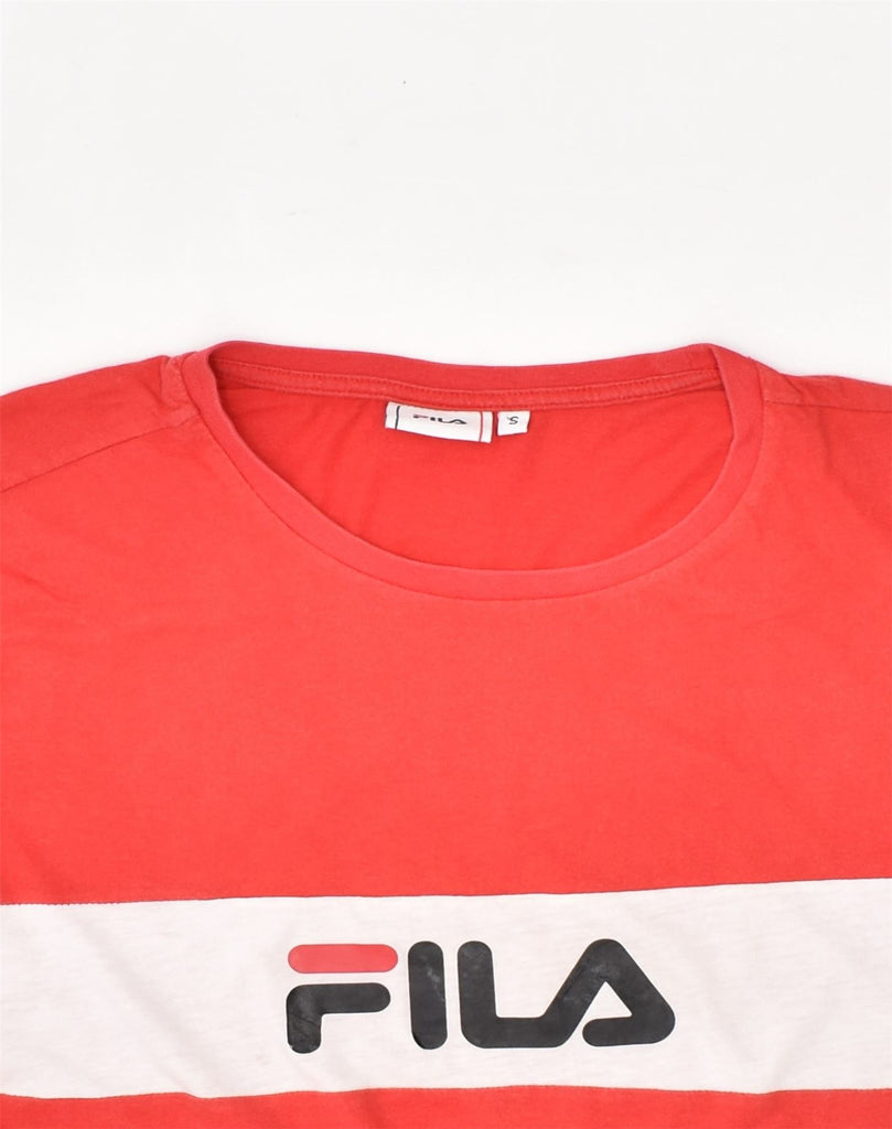 FILA Mens Graphic T-Shirt Top Small Red Colourblock Cotton | Vintage Fila | Thrift | Second-Hand Fila | Used Clothing | Messina Hembry 