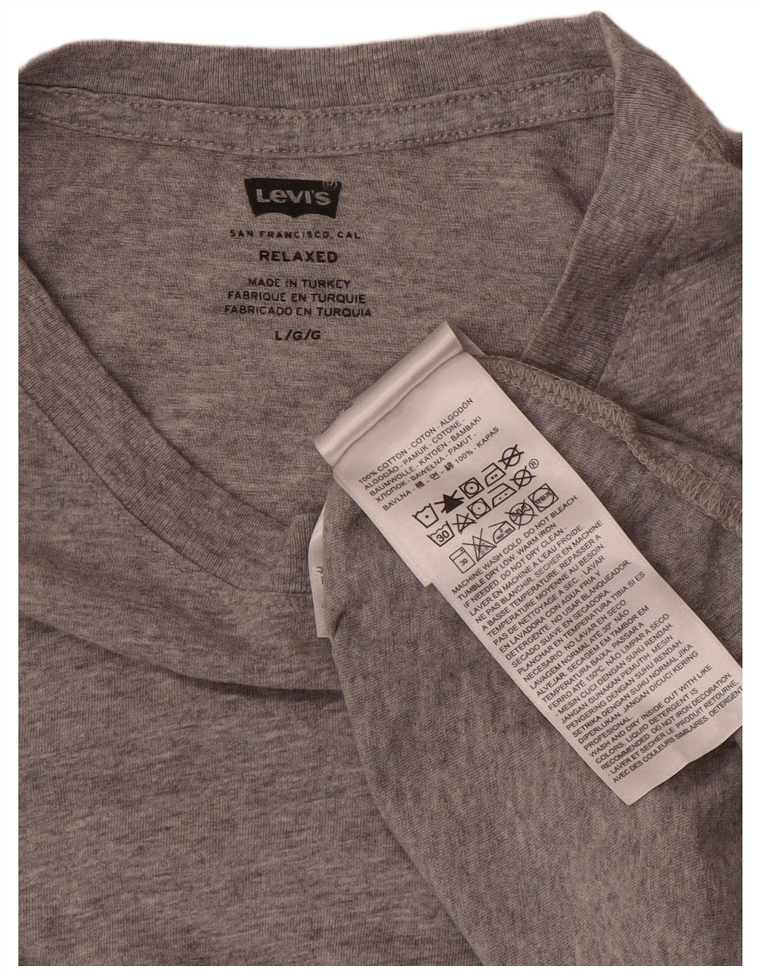 Levi's Mens Relaxed T-Shirt Top Large Grey Cotton