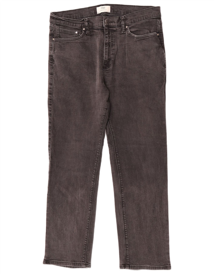 Marks & Spencer Mens Straight Jeans W36 L31 Grey Cotton