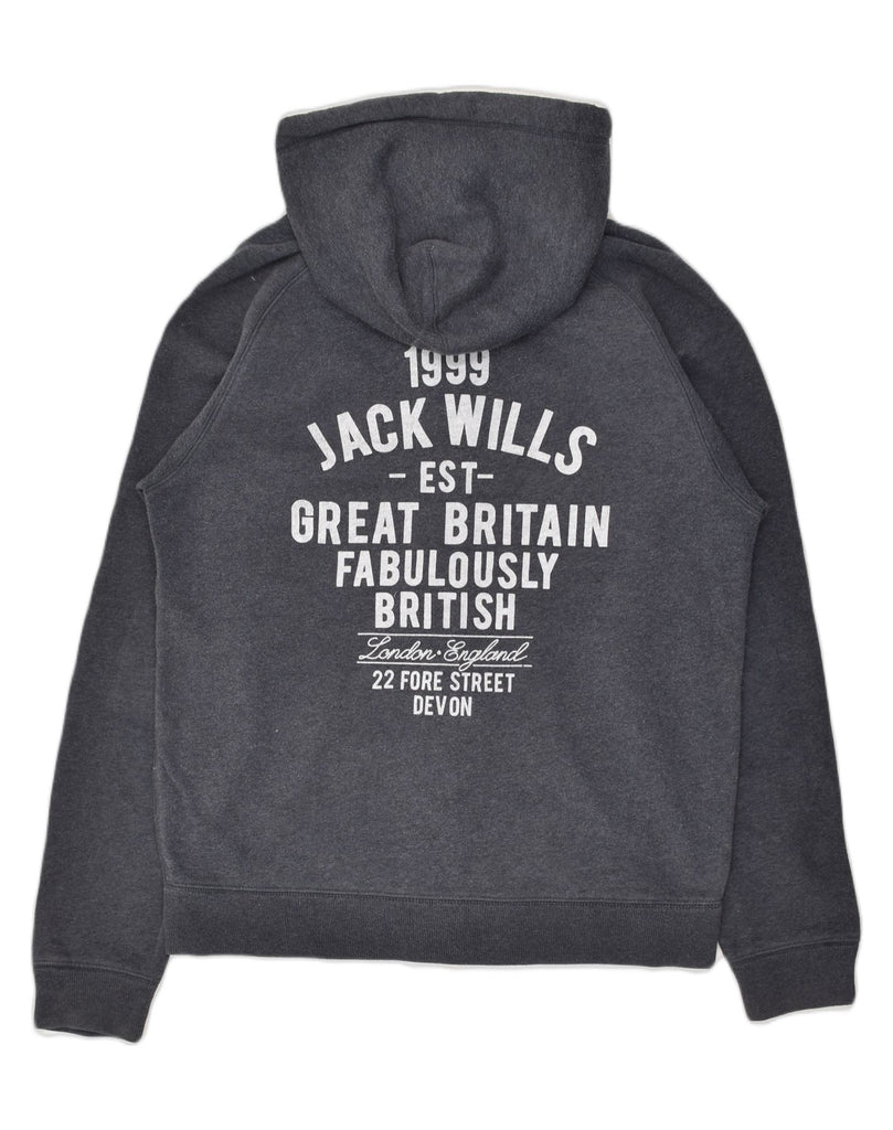 JACK WILLS Mens Graphic Zip Hoodie Sweater Large Navy Blue Cotton | Vintage Jack Wills | Thrift | Second-Hand Jack Wills | Used Clothing | Messina Hembry 