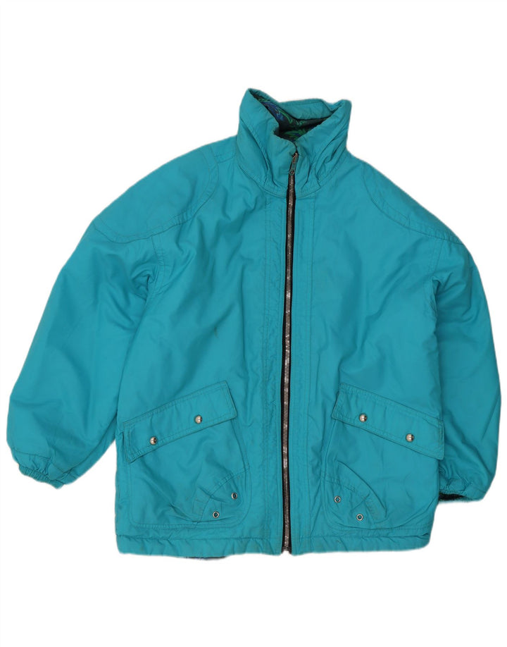 Belfe Womens Reversible Jacket IT 46 Large Blue Floral Nylon