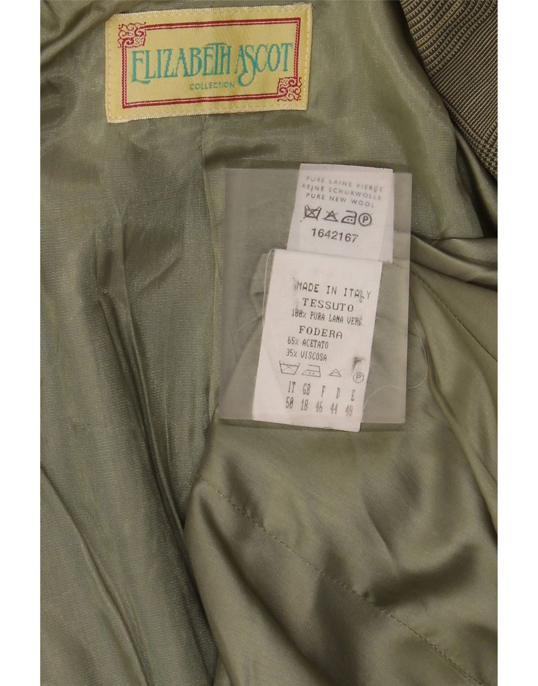 Elizabeth Ascot Womens 3 Button Blazer Jacket UK 18 XL Green Houndstooth
