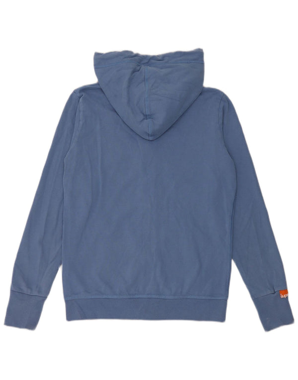 Superdry Womens Zip Hoodie Sweater UK 14 Large Blue Cotton