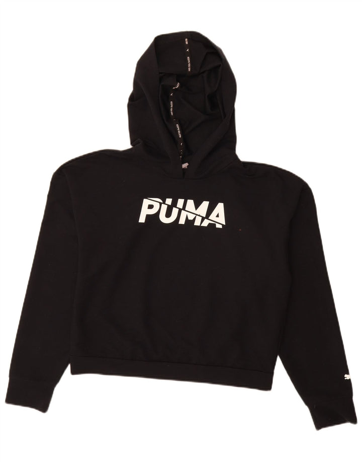 Puma Womens Graphic Oversized Hoodie Jumper UK 10 Small Black Polyester