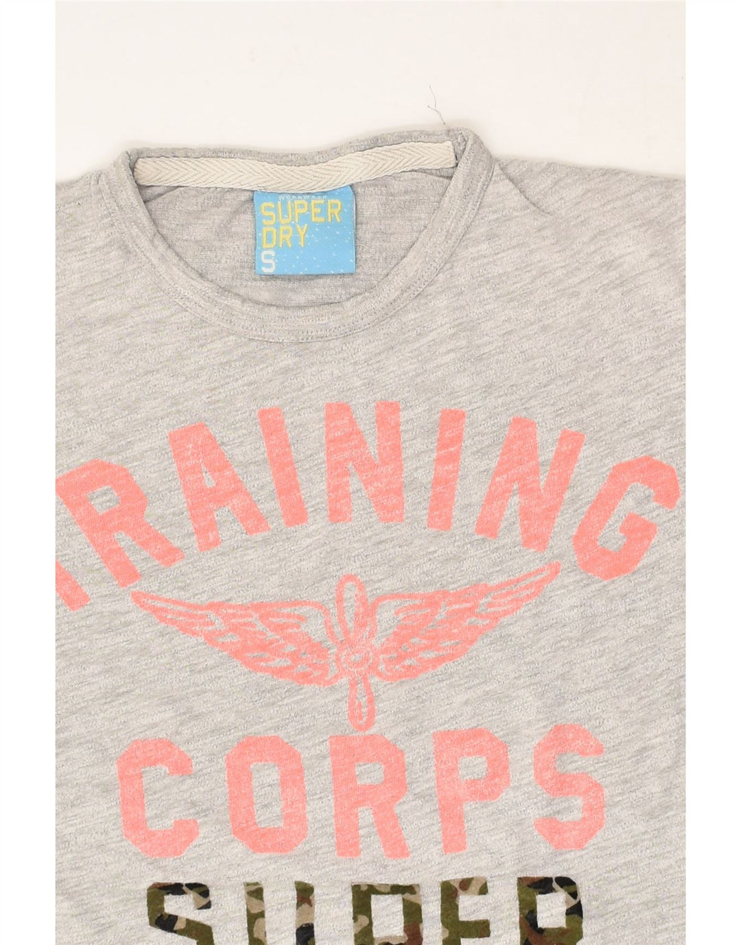 SUPERDRY Womens Loose Fit Graphic T-Shirt Top UK 10 Small Grey Cotton | Vintage Superdry | Thrift | Second-Hand Superdry | Used Clothing | Messina Hembry 
