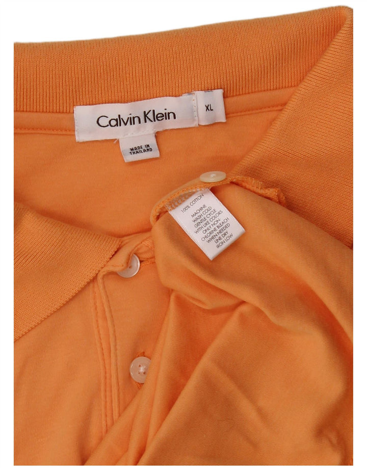 Calvin Klein Mens Polo Shirt XL Orange Cotton