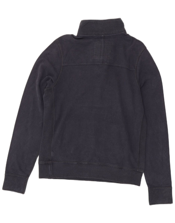 Abercrombie & Fitch Mens Button Neck Sweatshirt Jumper XL Navy Blue Cotton