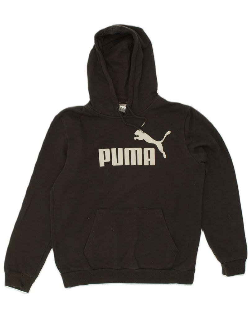 PUMA Mens Graphic Hoodie Jumper Small Black Cotton | Vintage Puma | Thrift | Second-Hand Puma | Used Clothing | Messina Hembry 