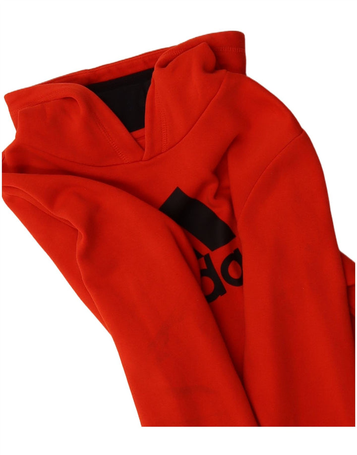 ADIDAS Boys Graphic Hoodie Jumper 13-14 Years Orange Polyester