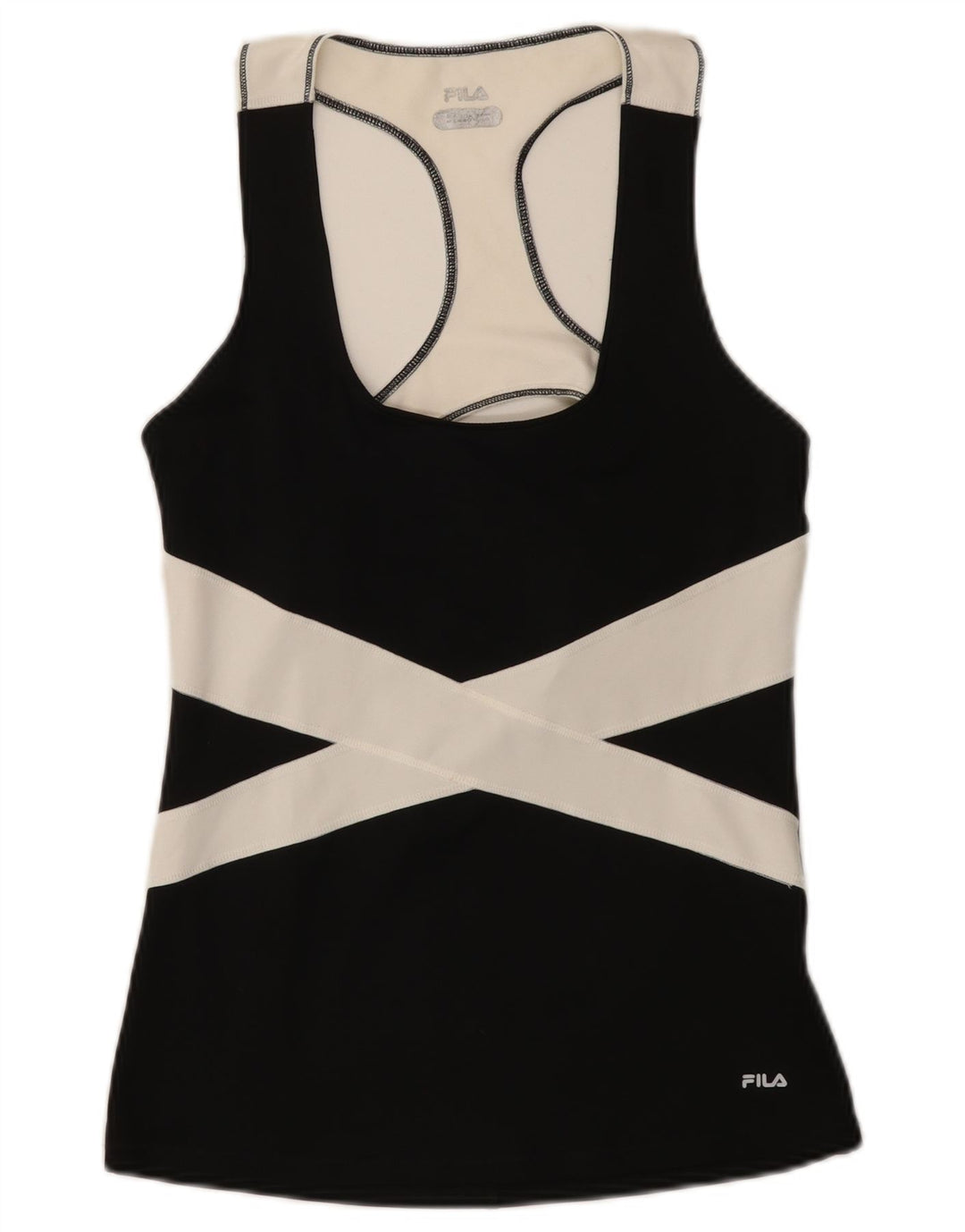 Fila Womens Vest Top UK 14 Large Black Colourblock Polyester