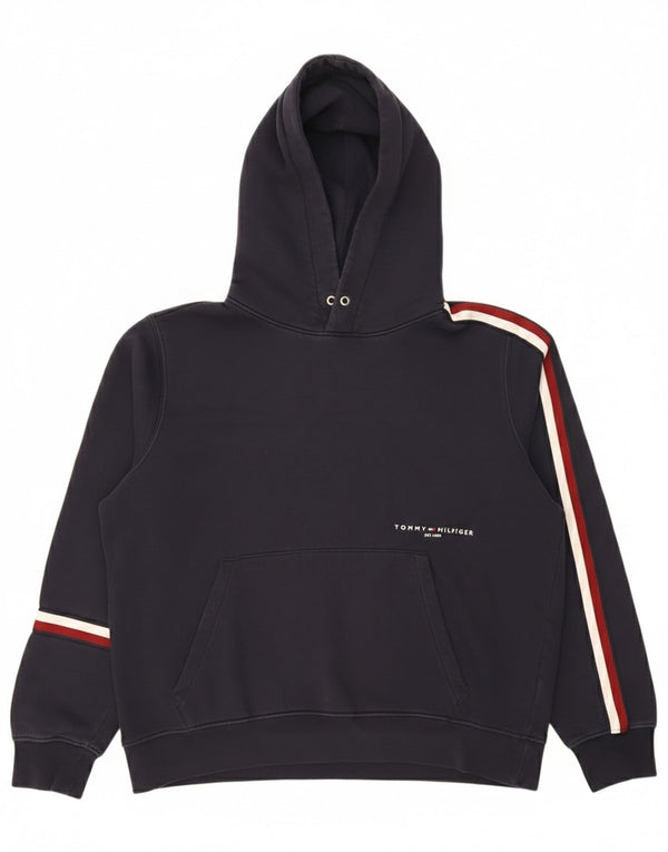 Tommy Hilfiger Mens Hoodie Jumper Large Navy Blue Cotton