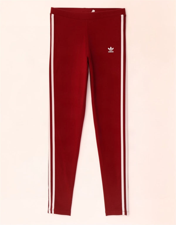 Adidas Womens Leggings UK 10 Small Maroon Cotton