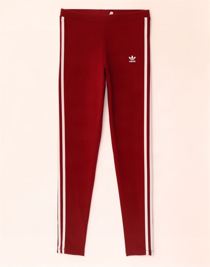 Adidas Womens Leggings UK 10 Small Maroon Cotton