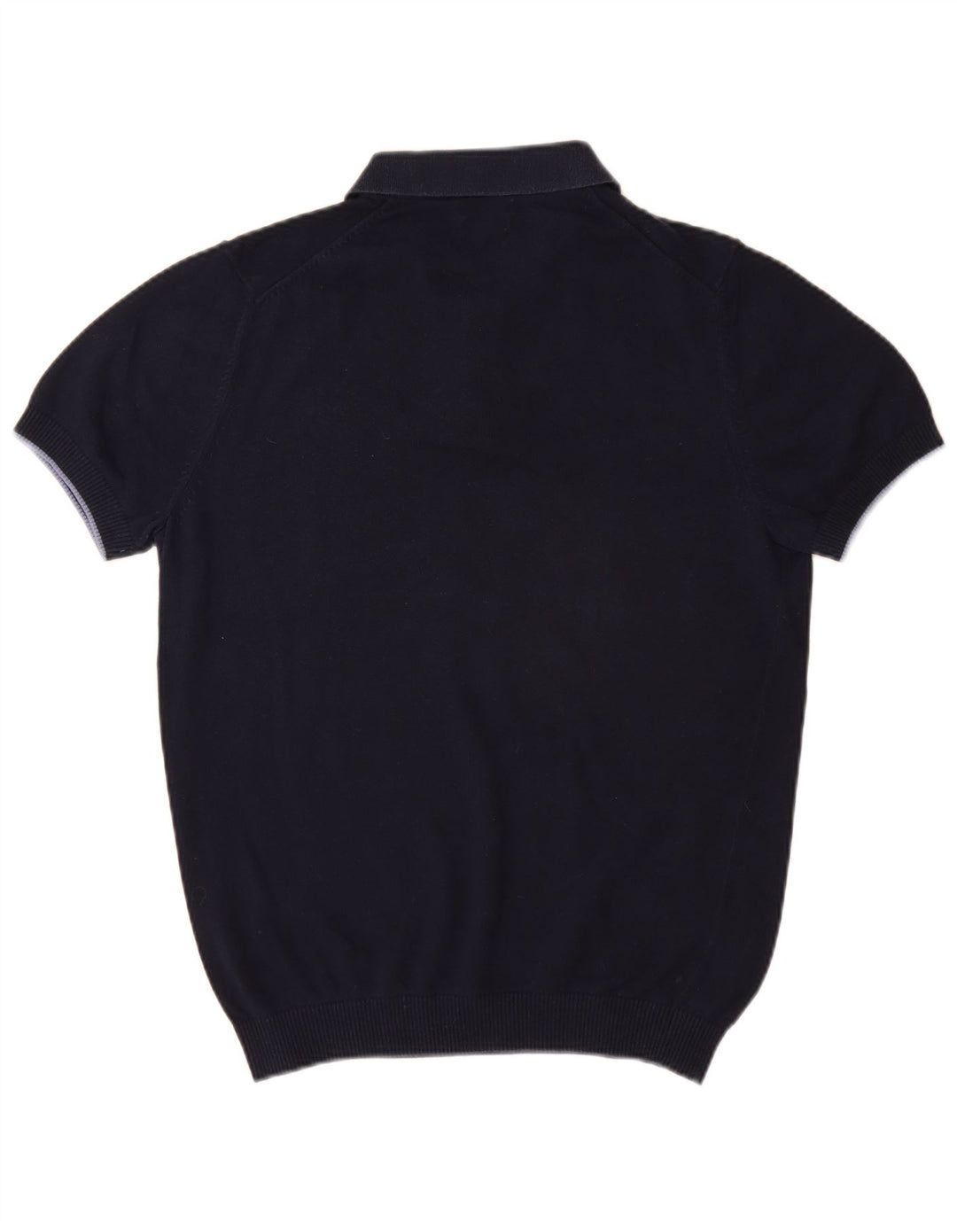 Massimo Dutti Mens Short Sleeve Polo Neck Jumper Sweater Large Navy Blue