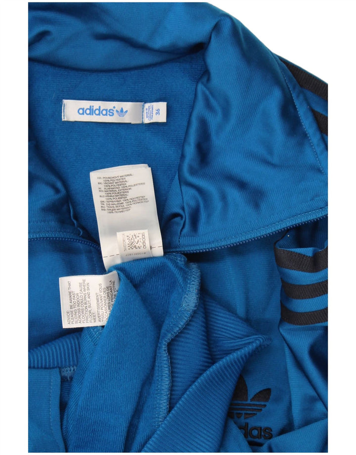 Adidas Womens Graphic Tracksuit Top Jacket EU 36 Small Blue Polyester