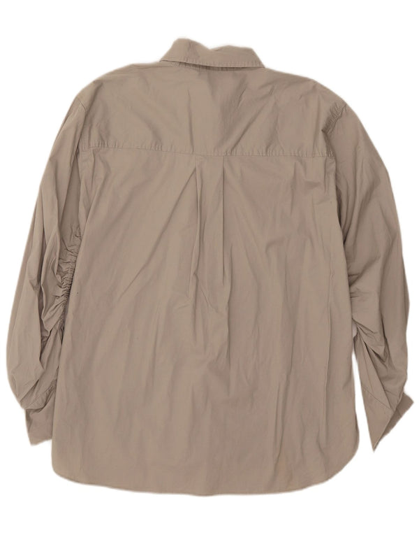 Zara Womens Oversized Shirt UK 10 Small Grey Cotton