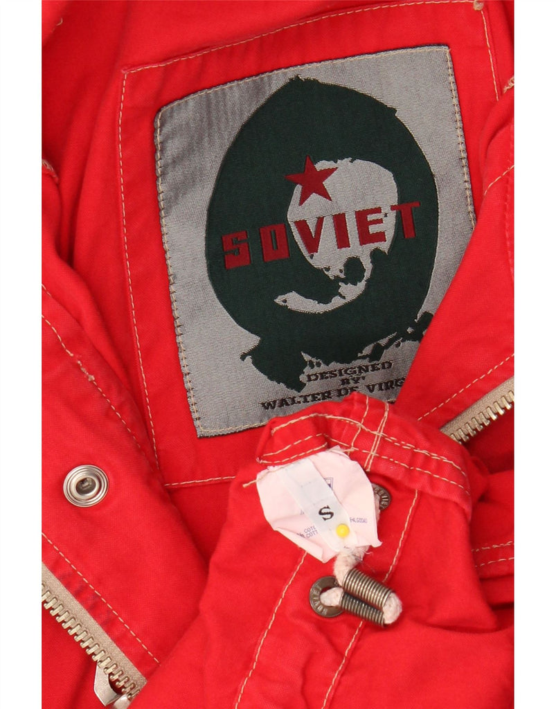 VINTAGE Mens Hooded Windbreaker Jacket UK 36 Small Red Cotton Vintage Vintage and Second-Hand Vintage from Messina Hembry 