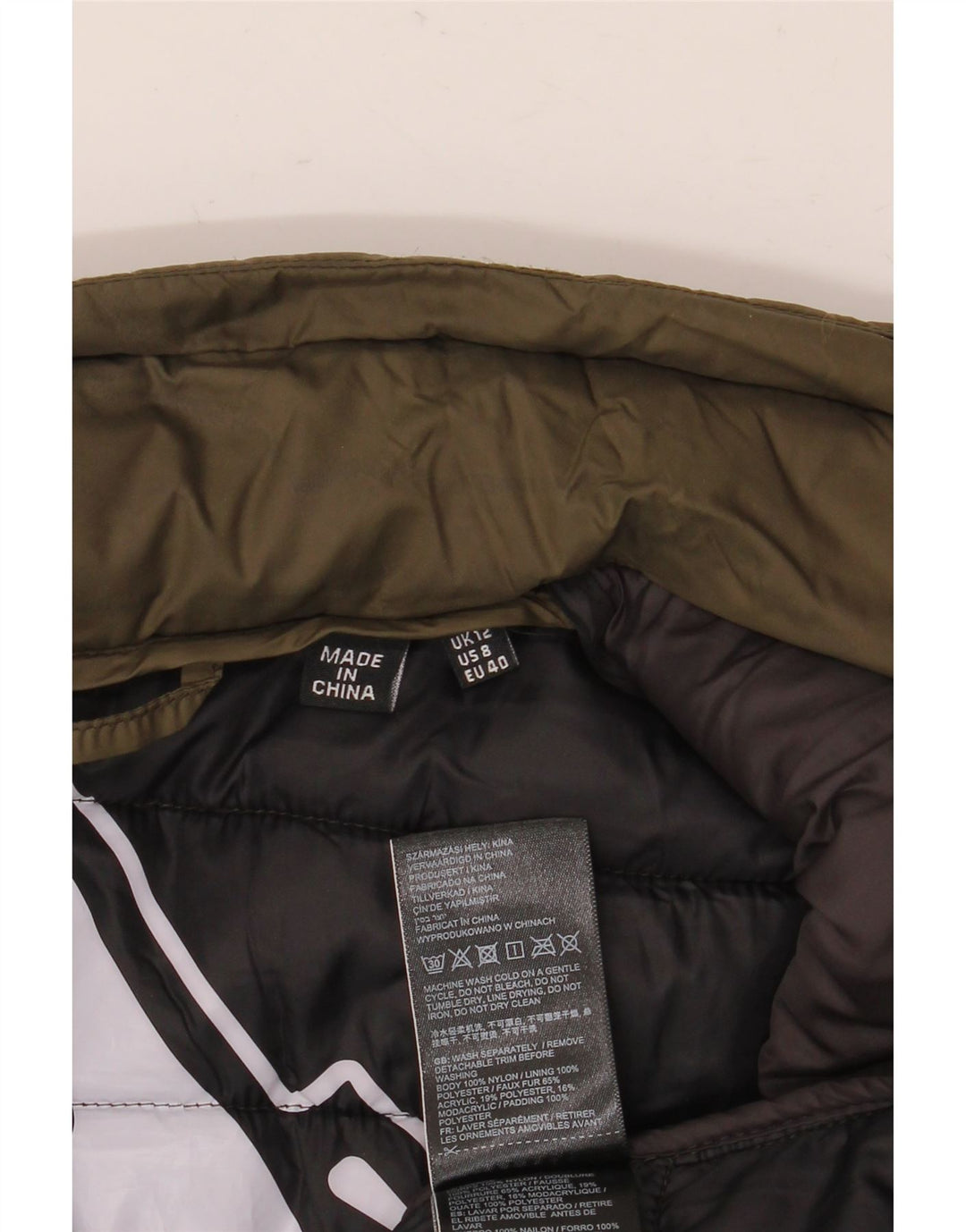 Superdry Womens Padded Jacket UK 12 Medium Khaki Nylon