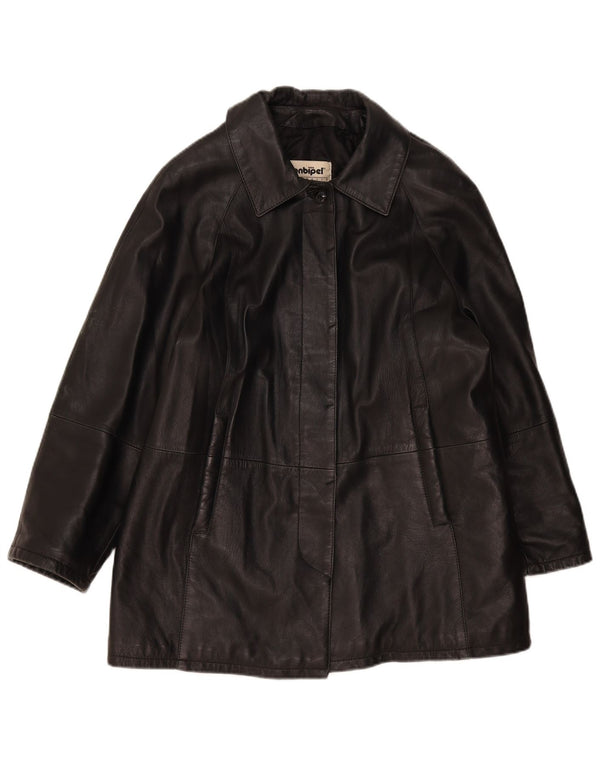 Conbipel Womens Loose Fit Leather Coat IT 44 Medium Black