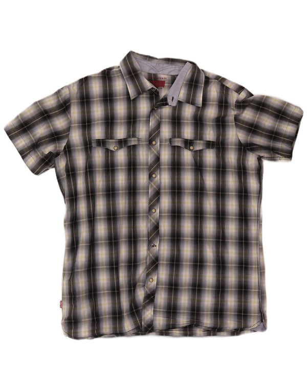 LEVI'S Mens Short Sleeve Shirt 2XL Black Check Cotton