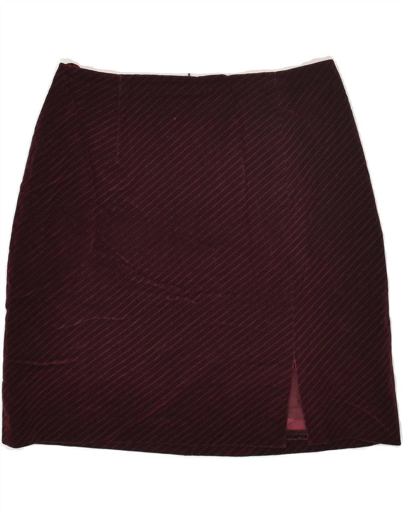 TRUSSARDI Womens Velvet Straight Skirt IT 40 Small W26 Burgundy Pinstripe | Vintage Trussardi | Thrift | Second-Hand Trussardi | Used Clothing | Messina Hembry 