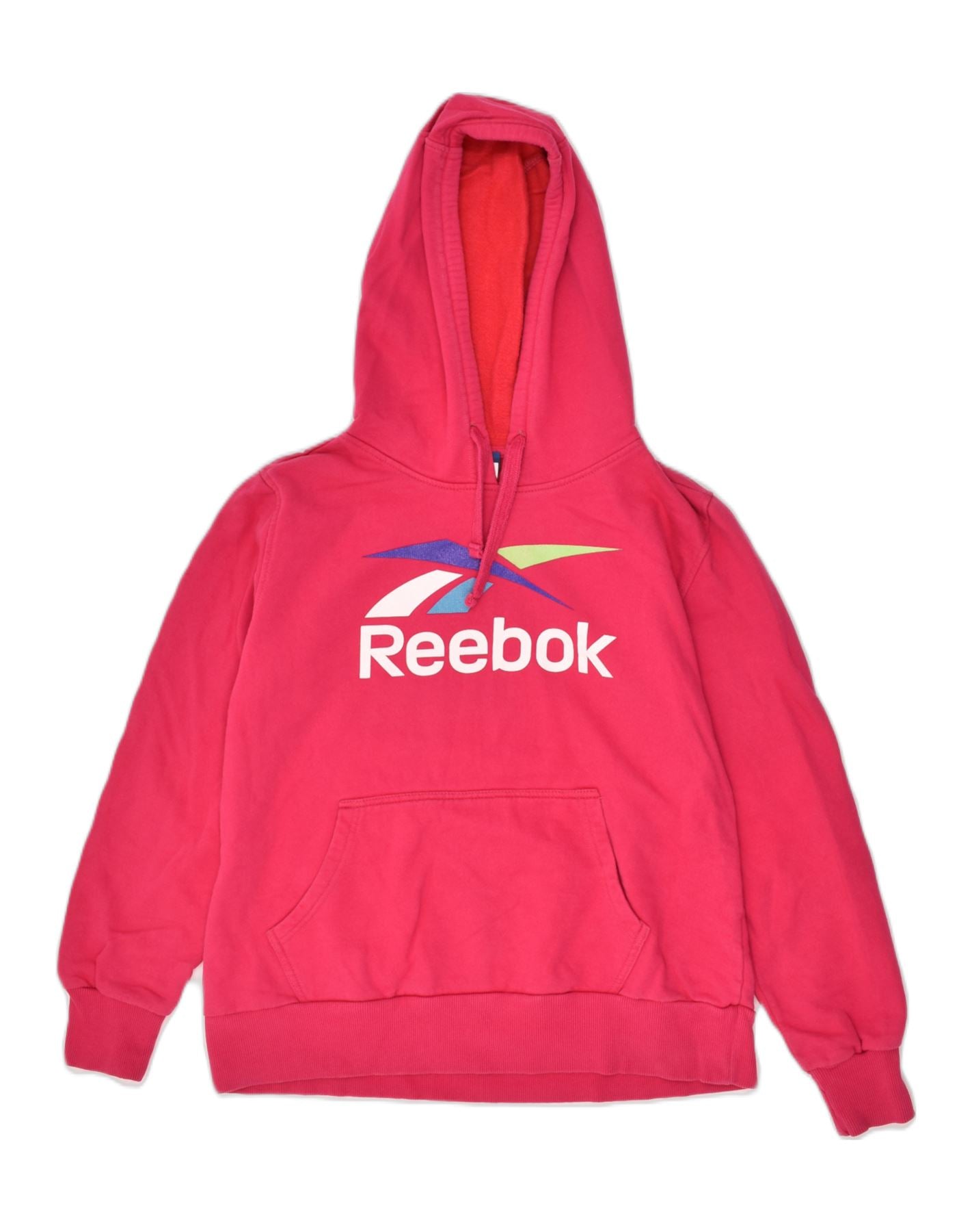 REEBOK Womens Graphic Hoodie Jumper UK 18 XL Red Cotton