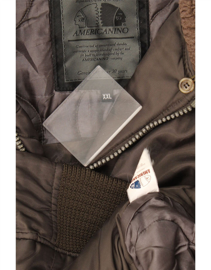 Americanino Mens Bomber Jacket UK 44 2XL Brown Nylon