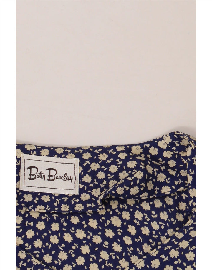 BETTY BARCLAY Womens Ruffle Front Shirt Blouse UK 14 Medium Navy Blue Vintage Betty Barclay and Second-Hand Betty Barclay from Messina Hembry 