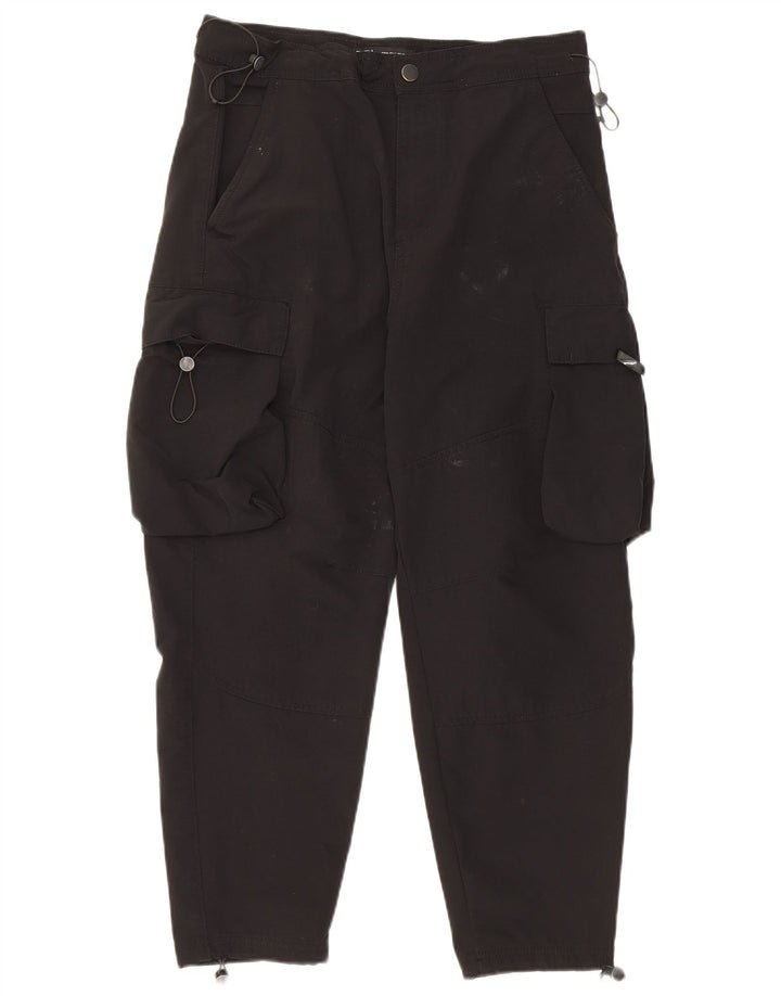 Zara Mens Crop Tapered Cargo Trousers Medium W32 L24 Black