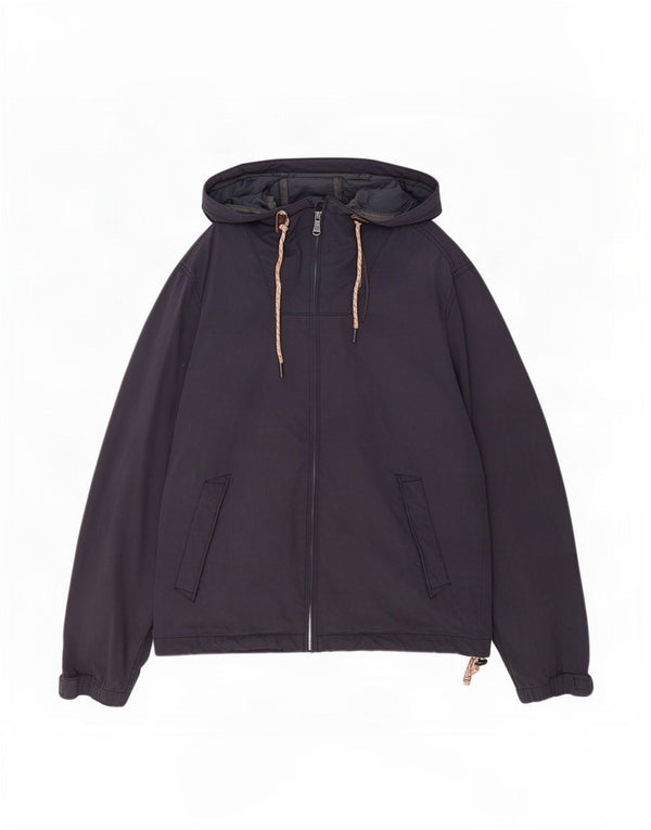 Fat Face Mens Hooded Windbreaker Jacket UK 36 Small Navy Blue Cotton