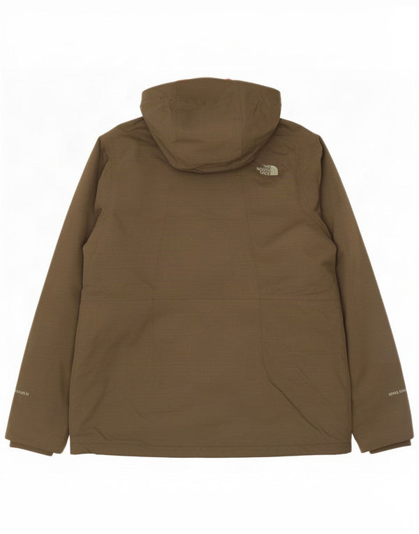 The North Face Womens Hooded Padded Jacket UK 16 Large Khaki Nylon