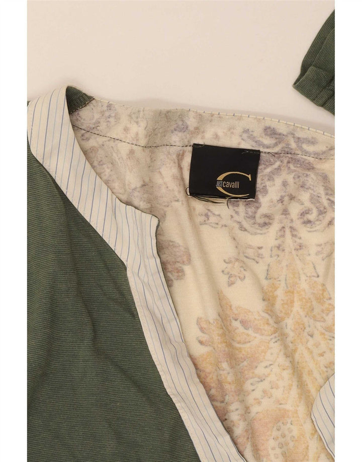 Just Cavalli Womens Top Long Sleeve UK 12 Medium Green Floral