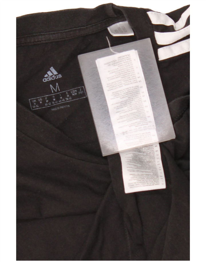 ADIDAS Womens T-Shirt Top UK 12/14 Medium Black Cotton