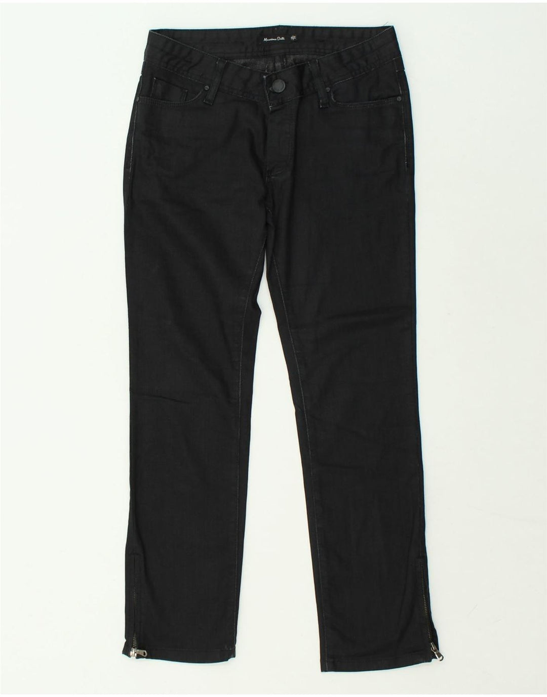 MASSIMO DUTTI Womens Straight Casual Trousers W26 L26 Black Cotton | Vintage Massimo Dutti | Thrift | Second-Hand Massimo Dutti | Used Clothing | Messina Hembry 