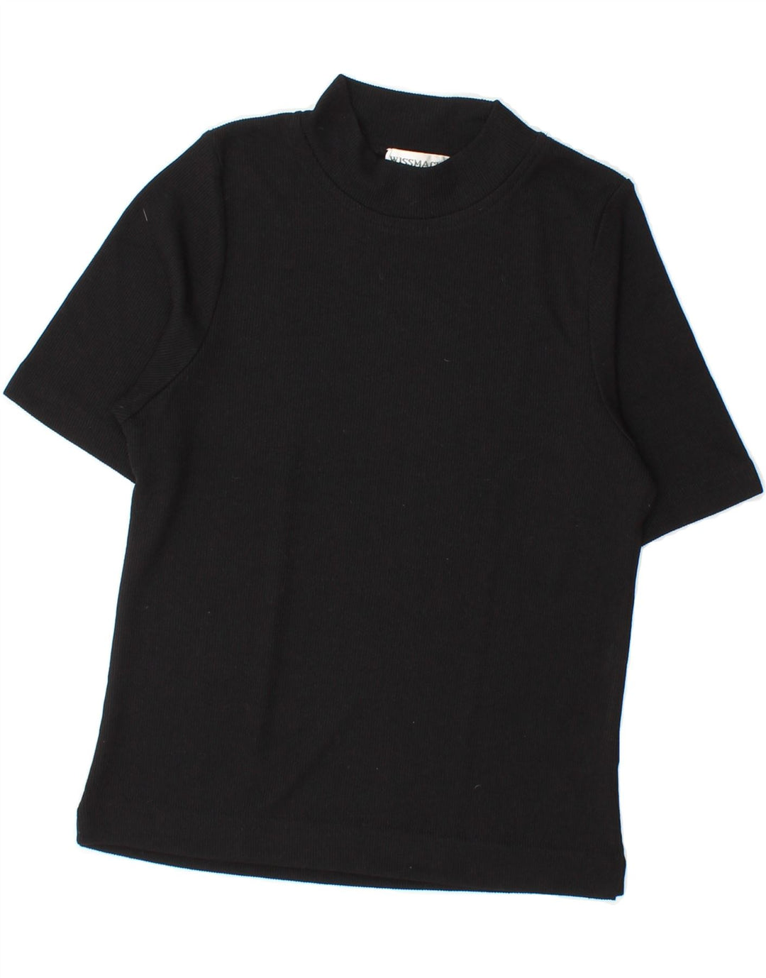 VINTAGE Womens T-Shirt Top UK 10 Small Black Polyester Vintage Vintage and Second-Hand Vintage from Messina Hembry 